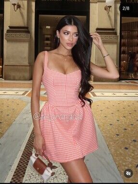 Zara Gingham Voluminous Mini Drwss NWT